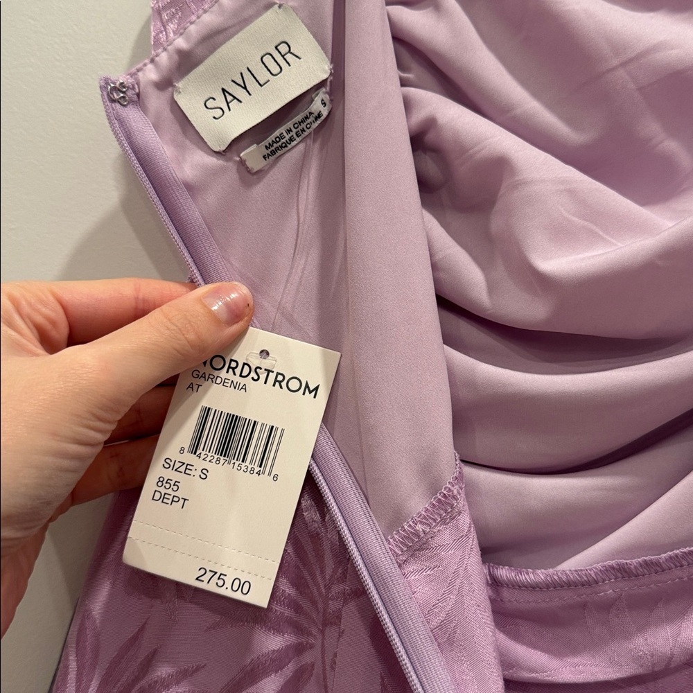 NWT Saylor Gardenia Ruched Jaquered MIDI Dress Gown - Picture 9 of 9